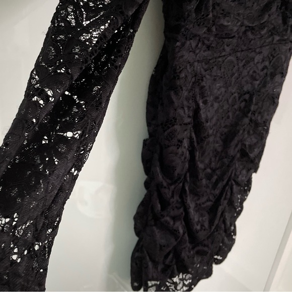 Sam Edelman Ruched Long Sleeve Lace Mini Dress - Picture 13 of 14